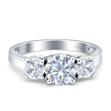 Round Classic Style Princess Cut Gold Ring